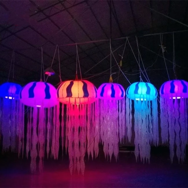 
inflatable 6m long LED lighted artificial jellyfish lighting advertising decoration for party 