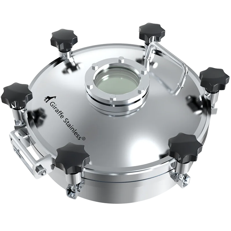 High Quality  Round Pressure SS 304/316L Manway with sight glass 212 Series