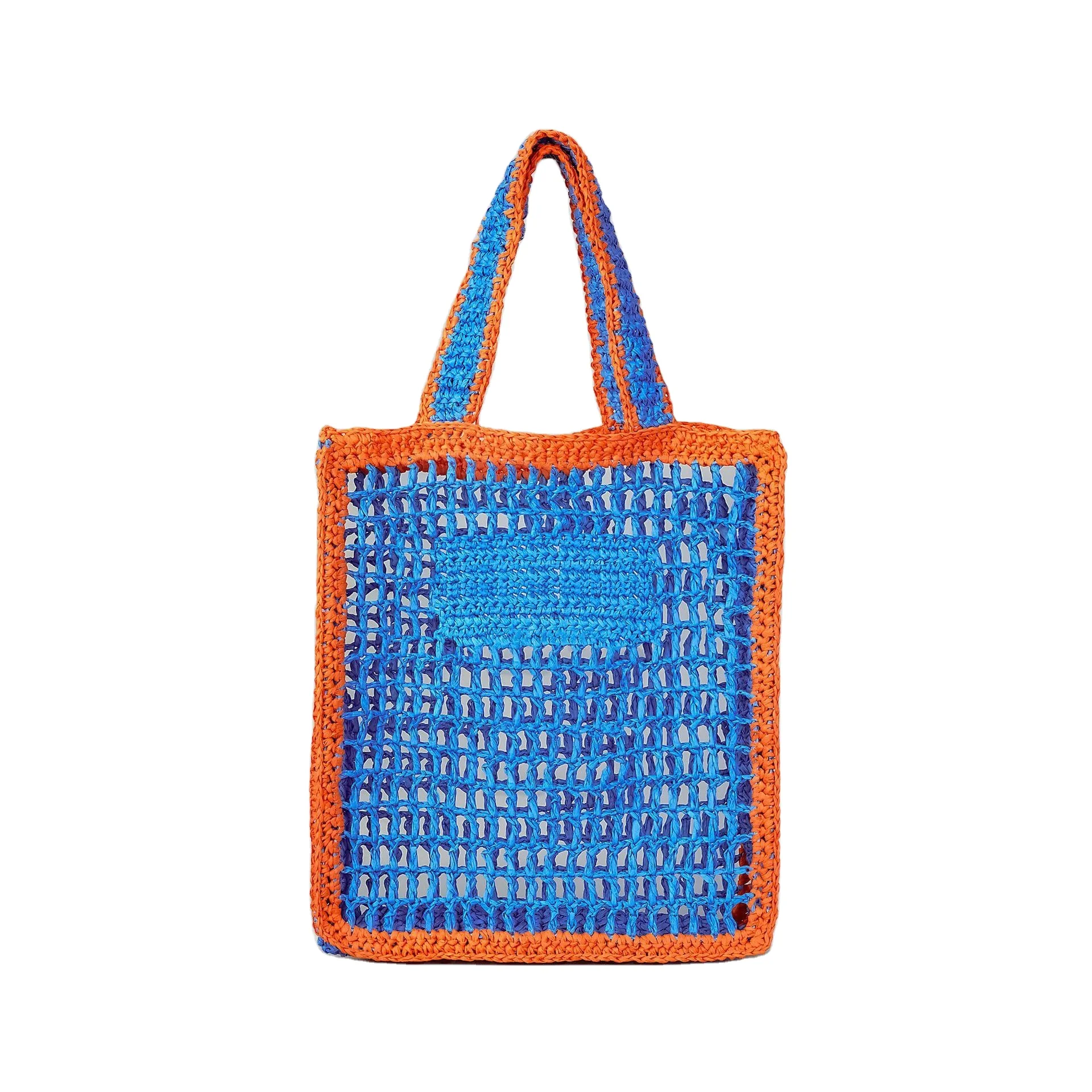 Wholesale Trendy Straw Tote Bag Embroidery LOGO Muliti-colors Handwoven Shoulder Bags Paper Straw Women Tote for Summer