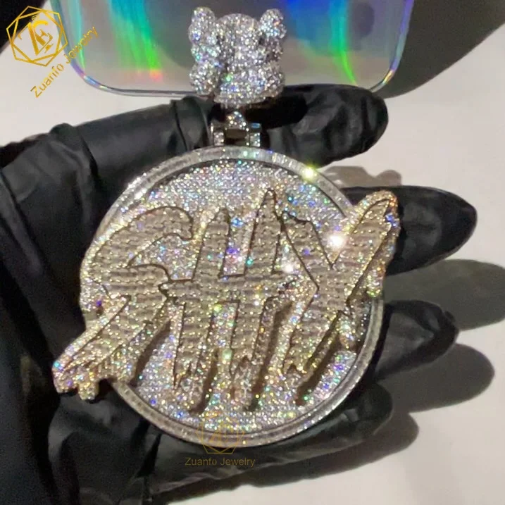 Cheapest Moissanite Pendant 925 Sterling Silver Rose Gold Letter Name VVS Moissanite Diamond Custom Pendant and Cuban Necklace