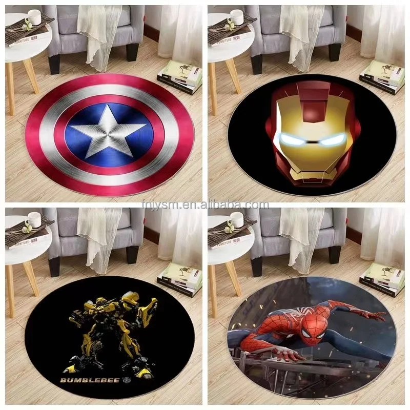 Iron Man cartoon carpet Boy bedroom Large area living room fully made bed side carpet Marvel carpet