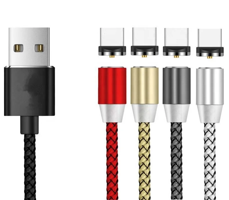 
High Quality 3 in 1 Nylon Braided Micro USB Magnetic fast charging Cable for Android for iphone for type c 