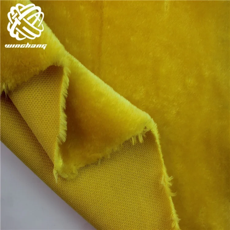 China Manufacturer Wholesale Faux Fur Yellow 10mm 100%  Polyester Boa Plush Faux Fur Lining Fabric