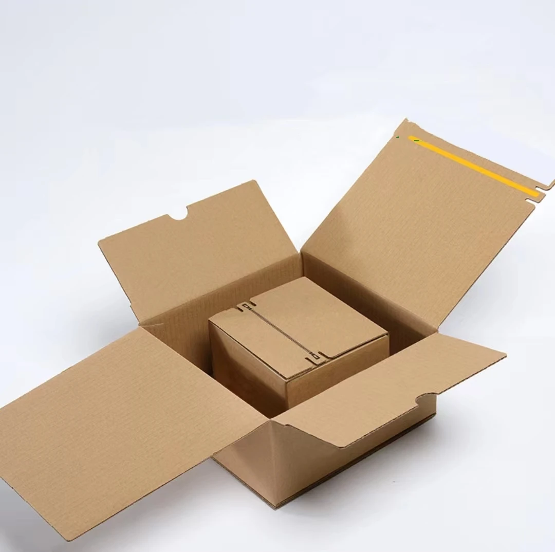 Wholesale Zipper Carton Box Shipping Corrugated Cardboard Storage Carton Box with Zipper Tear Strip