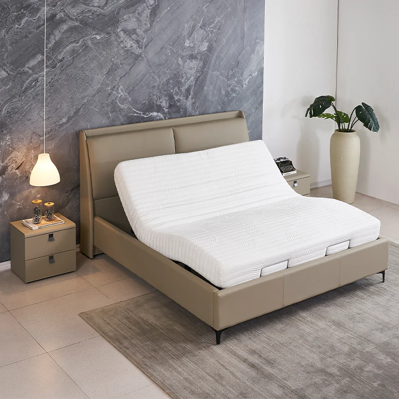 Modern Italian Design Electric Bed Frame Soft Upholstery King Size Double Queen Wood for Bedroom Furniture