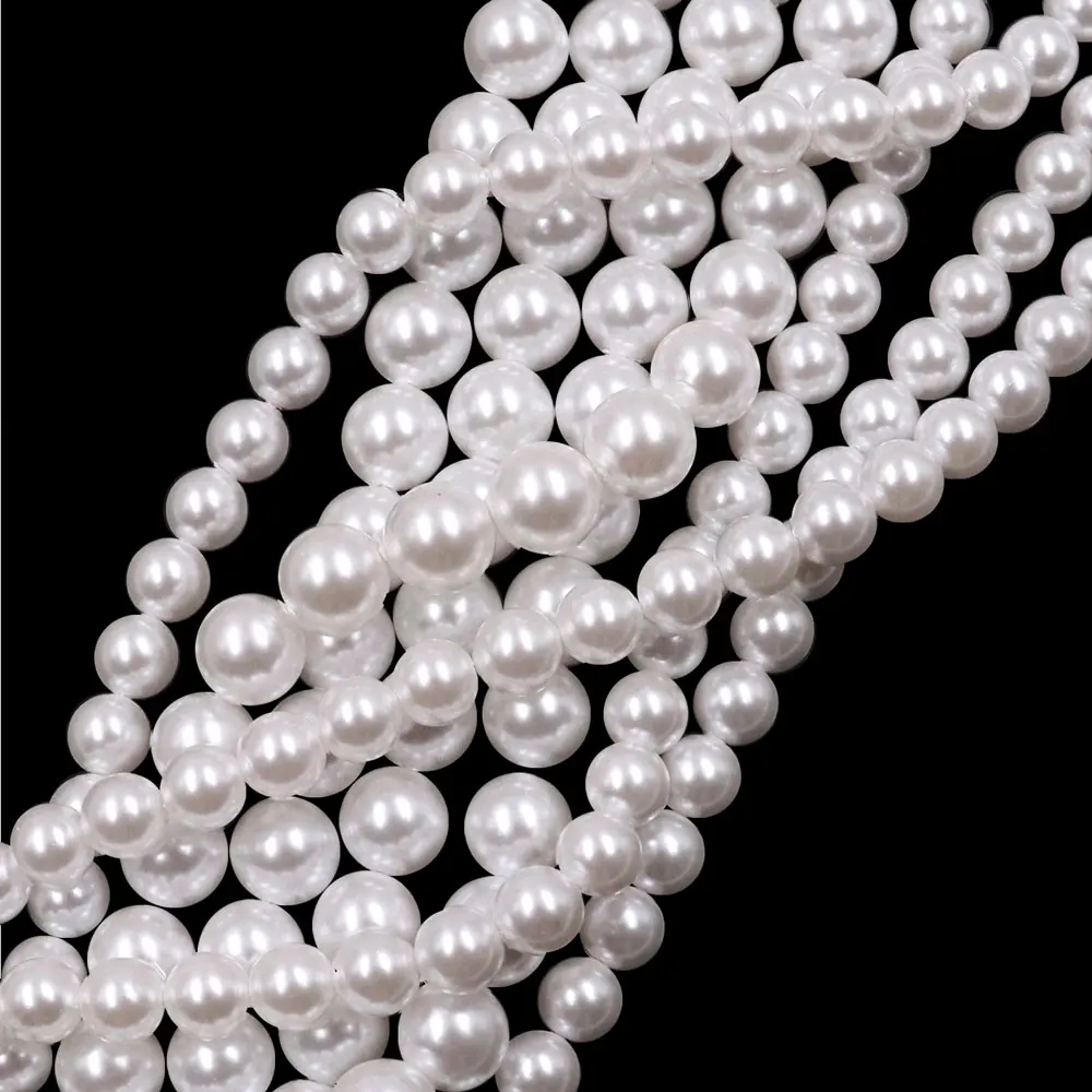 4-10mm High quality shiny 2 hole round crystal glass Australian white pearl Imitation pearls for jewelry making findings
