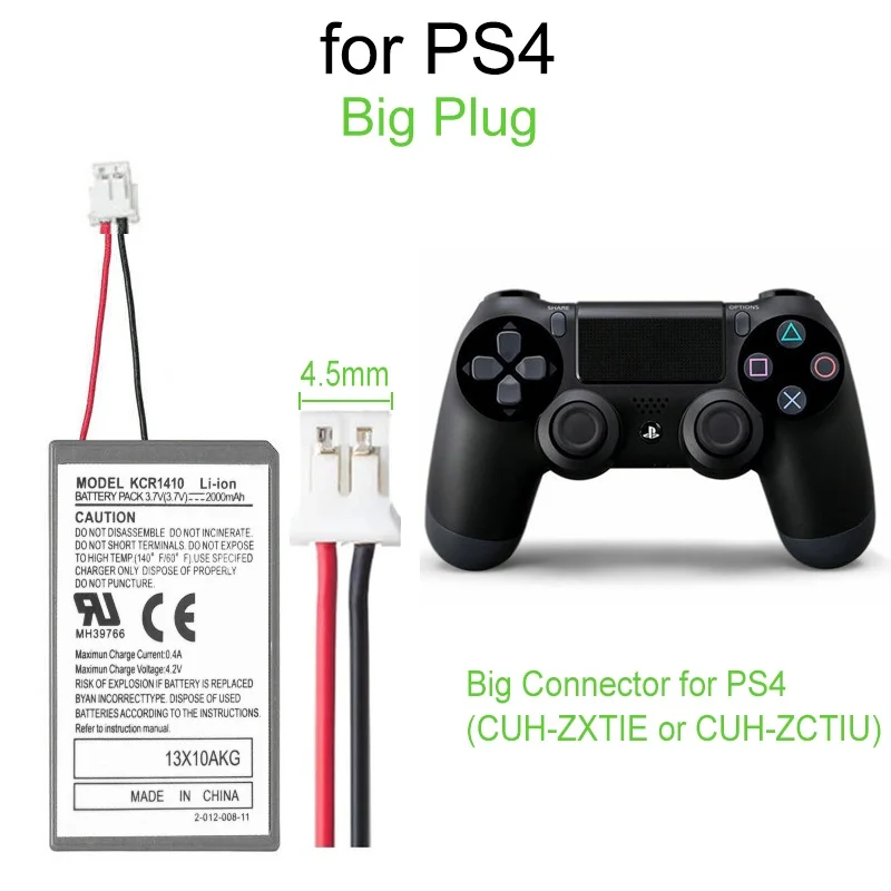 For Sony PS4 Controller Rechargeable Battery Replacement Li-ion Battery Pack with USB Charging Cable for DualShock 4 Joystick
