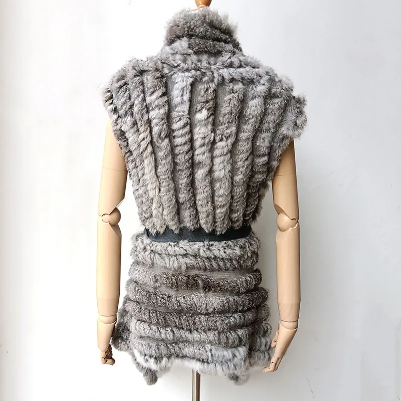 Women Real Fur Vest For 2024 Spring Genuine Rabbit Fur Vests Knitted Ladies Autumn Fur Gilet Natural Rabbit Gilets Female