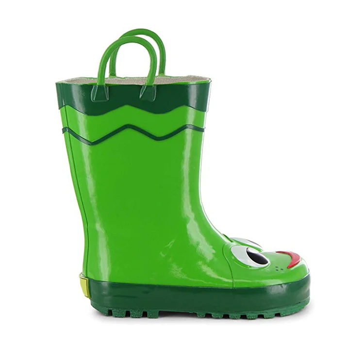 Зеленые резиновые сапоги для девочек с милым мультяшным принтом