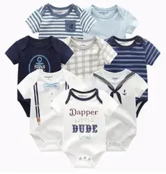 8 PCS/LOT Short Sleeve Baby Rompers 100%Cotton overalls Newborn clothes Roupas de bebe boys girls jumpsuit&clothing