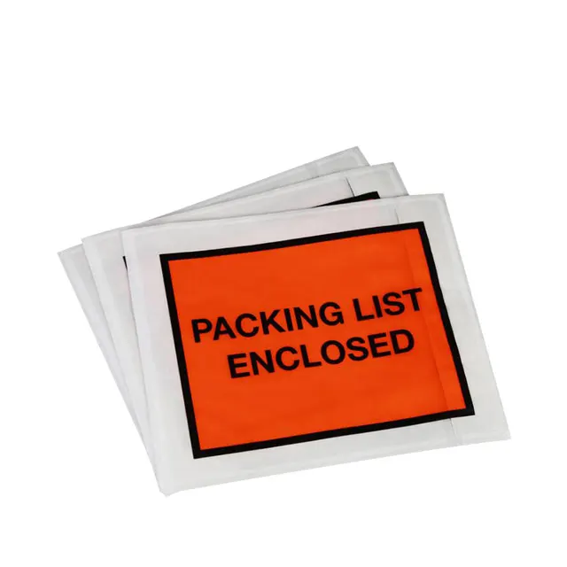 Self-adhesive security printed packsedel plastic invoice packing list envelope for document slip