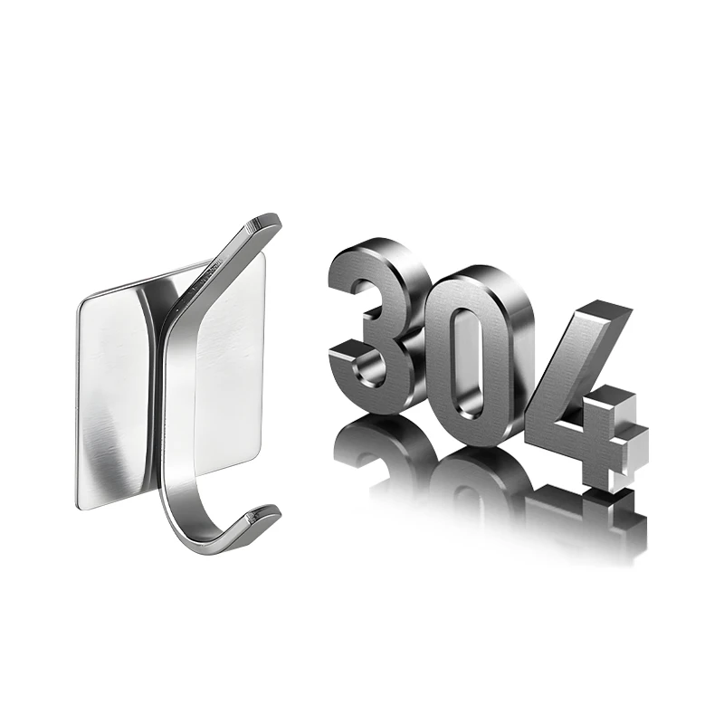 Popular 304 Stainless Steel Hook Multifunction Kitchen Bathroom Traditional Clothes Towel Self Adhesive Wall Hook