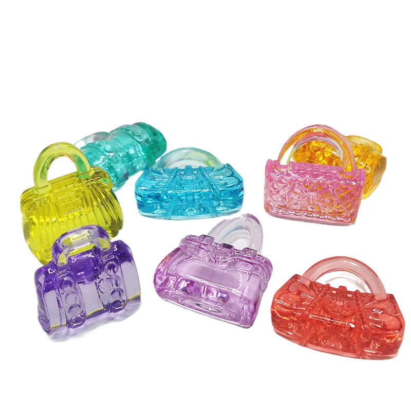 2407 zhikou simulation card through the home game Princess children Crystal colorful girls handbag cute organizer hand box