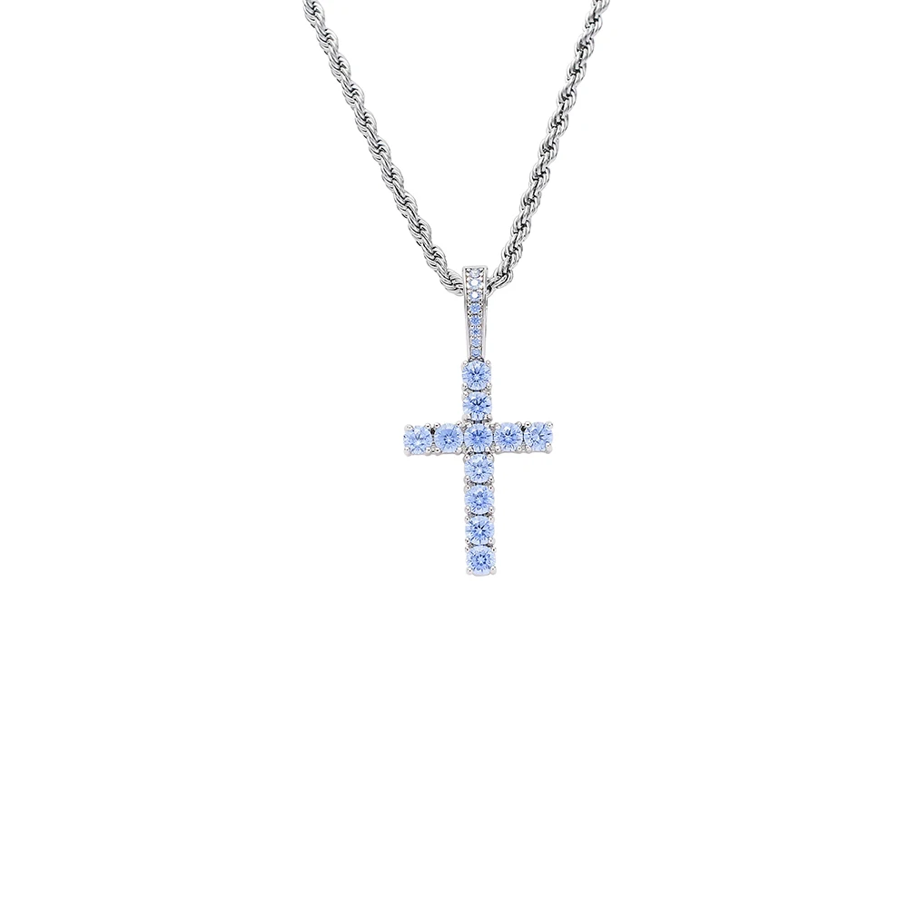 CN246 Hip Hop Anha Cross Pendant with rope chain Copper With CZ stones Necklace Jewelry for men and women