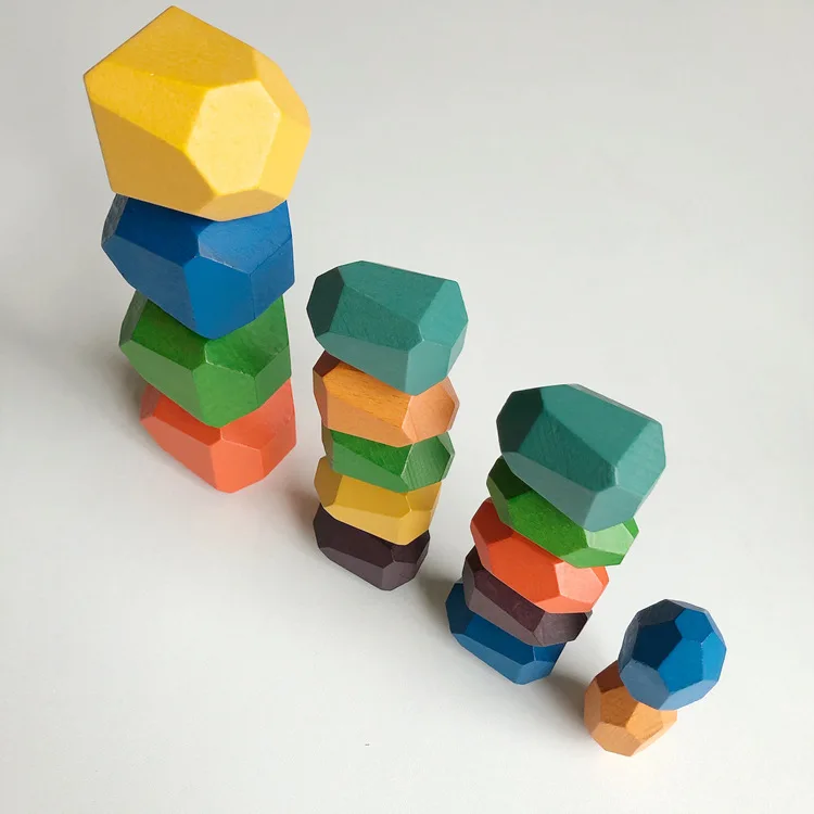 Nordic Style Stacking Wooden Stones Set Balancing Blocks Block Natural Wood Toy Open-ended Educational Montessori Toy