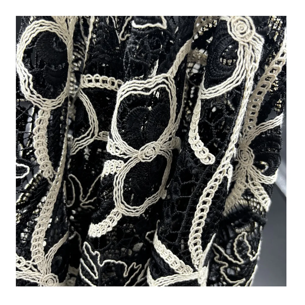 high quality popular designer clothing fabric 3d crochet fabric embroidered tulle for bridal material