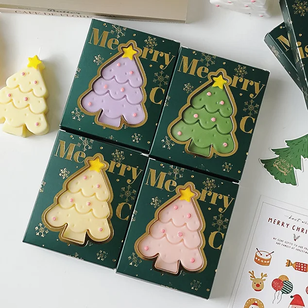 christmas tree shape scented candle for christmas decorations gifts candle with packaging boxes