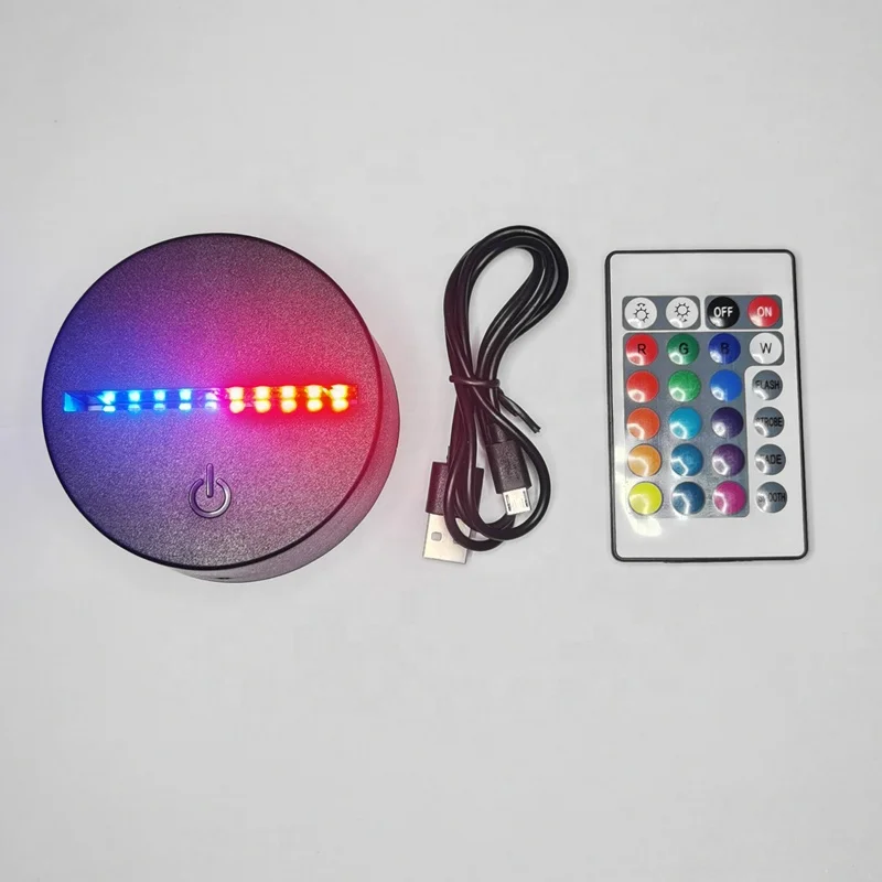 RGB многоцветная треснувшая круглая база с USB зарядным кабелем светодиодный держатель настольной лампы 16 видов цветов 3D ночник дистанционного управления