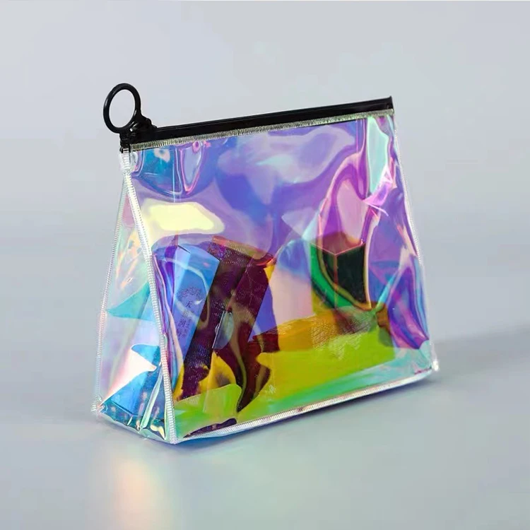 Wholesale Custom Logo Eco Friendly  Women Ladies Travel Small Pouch Zipper Lock Pvc Cosmetic Make Up bag