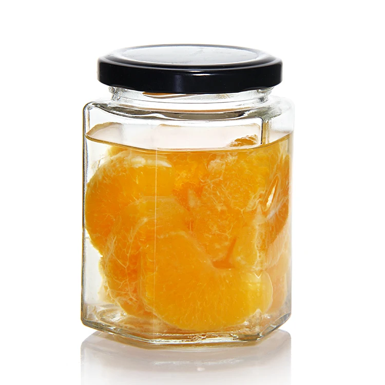 Wholesale 45ML 85ML 100ML Empty Small Hexagon Jam Chili Sauce Pickle Nut Glass Jar With Metal Lid