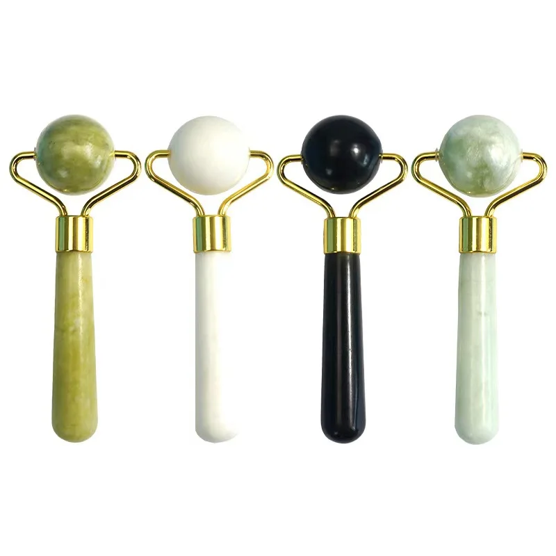 Cheap Promotion natural Jade Roller Ball Facial Massage Tool Black White Green Xiuyan Jade face roller mini eye roller ball