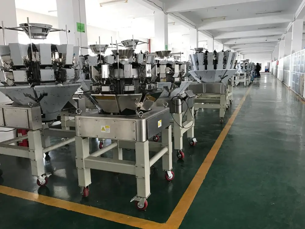 Automatic Multihead Weigher Weighing Sealing Cherry Plum Packaging Machine Plastic Box Tray Filling Line