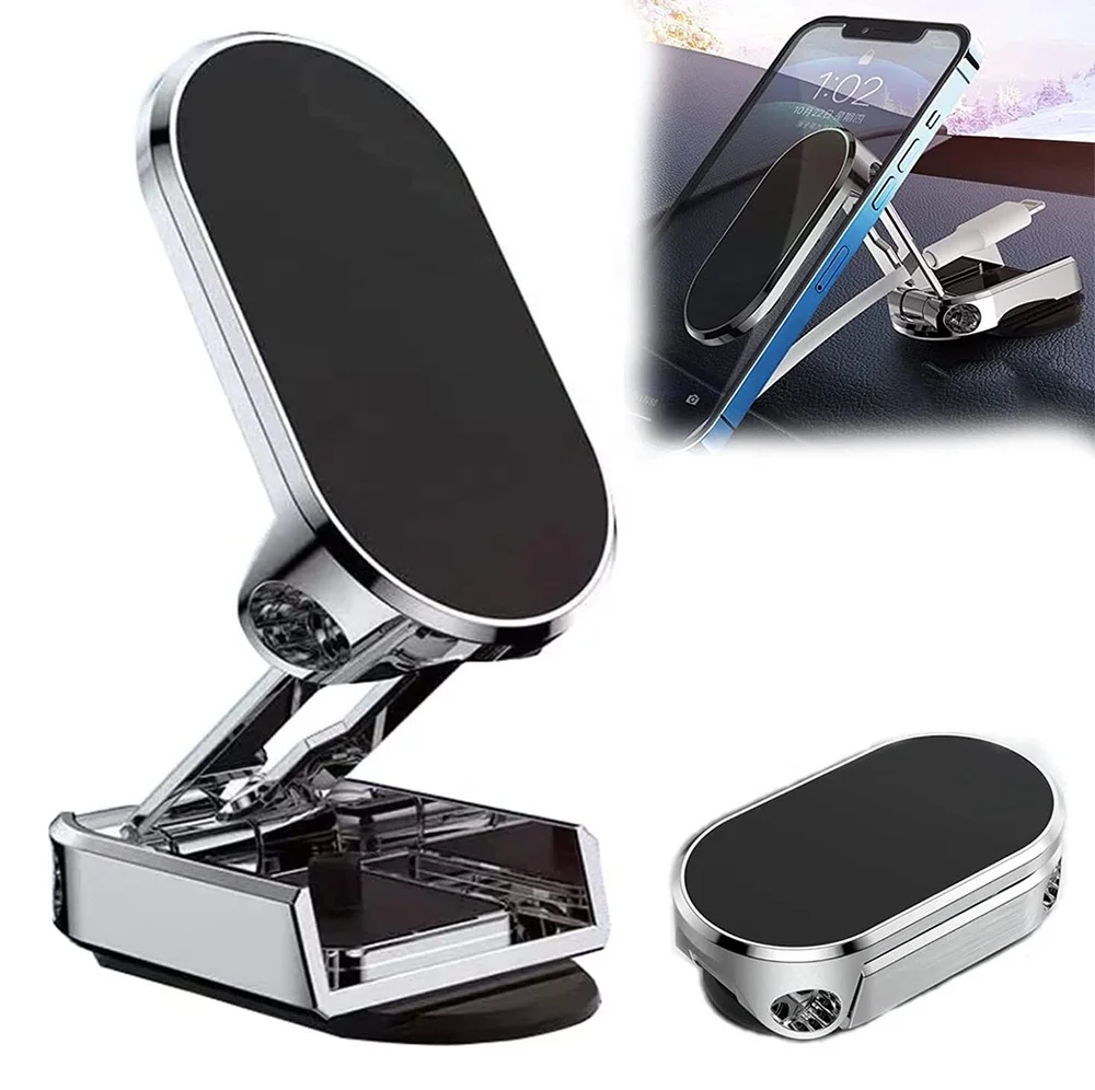 2 In 1 Car Dashboard Holder Home Furnishing Smart Mobile Phone Stand Car Strong Magnetic Folding Bracket