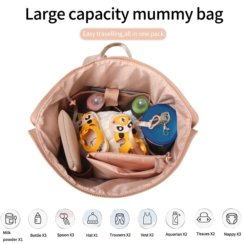 Large Capacity Baby Changing Bag with Changing Pad Mommy Bag Portable Baby Diaper Bag Backpack