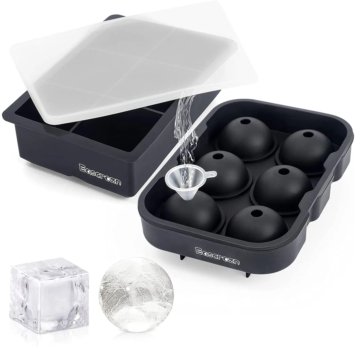 Одобренный LFGB, пищевой класс, легко размолаживаемый Силиконовый поднос для льда с крышками