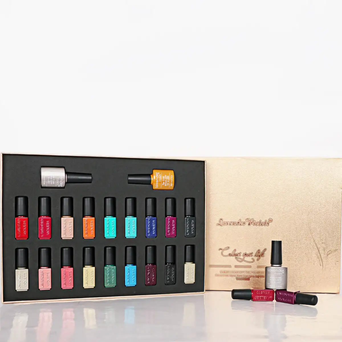 
Wholesale price Hot sale LAVENDER VIOLETS 18 Colors n Base n Top Coat Gel Nail Polish Set F988 