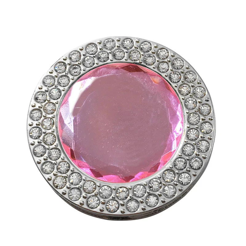 Creative Round Double Row Diamond Crystal Glass Bag Hook Custom logo Folding Metal Portable Table Hook Handbag Hanger