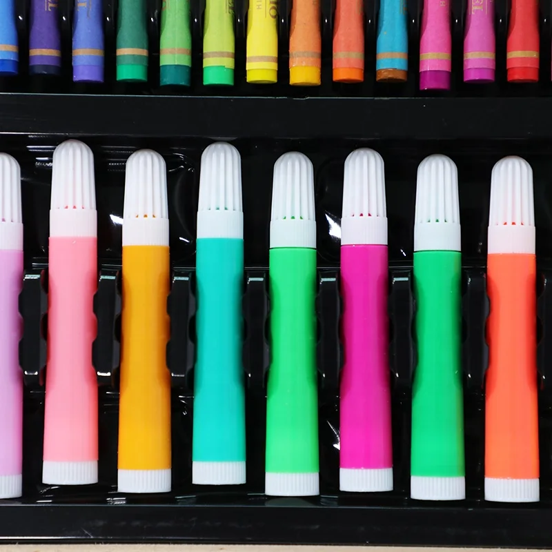 180 pieces Wholesale   Professional Wooden Box Coloring Art Drawing Set For Kids Painting