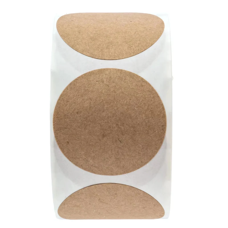 500 Piece Round Stickers Price Tags Roll Customized 2x2 Inch Brown Stickers Self Adhesive Kraft Paper Labels for Small Business