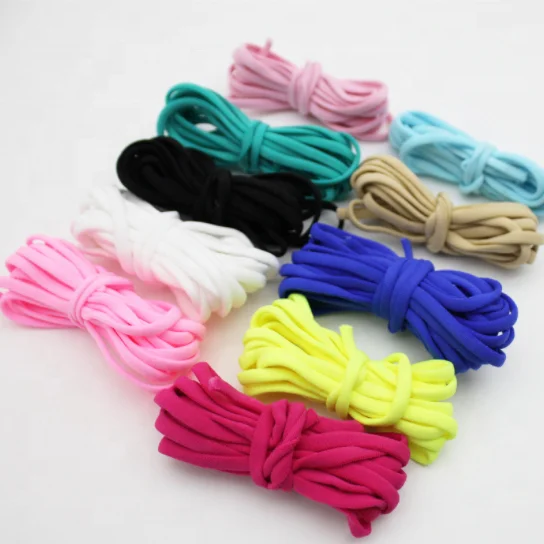 large Manufacturer polyester spandex 5mm flat Dyed many colorful colors earloop elastic rope for face mask
