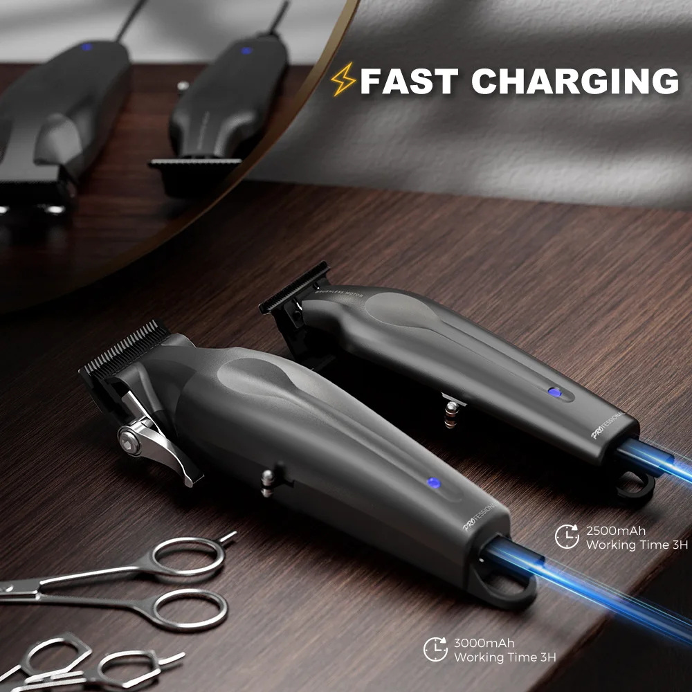 Professional Barber Lithium Battery Hair Cut Machine Powder Metallurgy Cordless Trimmer Electric Hair Clipper Zero Gap