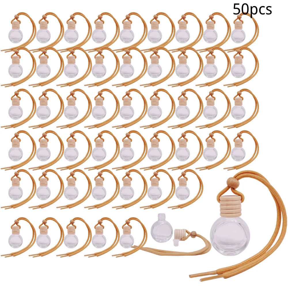 10ml Black/gradient Hanging Car Aroma Diffuser Glass Bottle Air Freshener Bottle With Wood Cap Perfume Bottle For Car