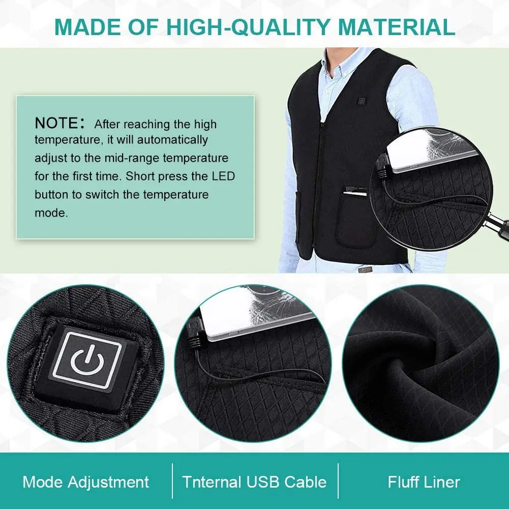 Ultra-Thin Dual Control Smart Usb Heating Vest Jacket Winter Outdoor Children Charging Infrared Heated With Heat
