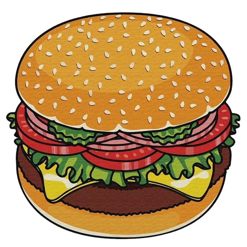best  sales  Microfiber Printed hamburger  cheap price   quick dry sand  free  round beach towels with tassels