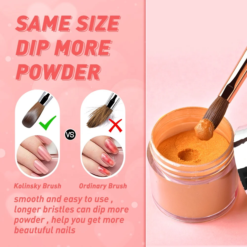 Hot Manicure Tools A+ Grade 100% Kolinsky Germany Acrylic Nail Brush Pink Pearl Metal With Lid Size 2-18 CRIMPED Nail Art Pen