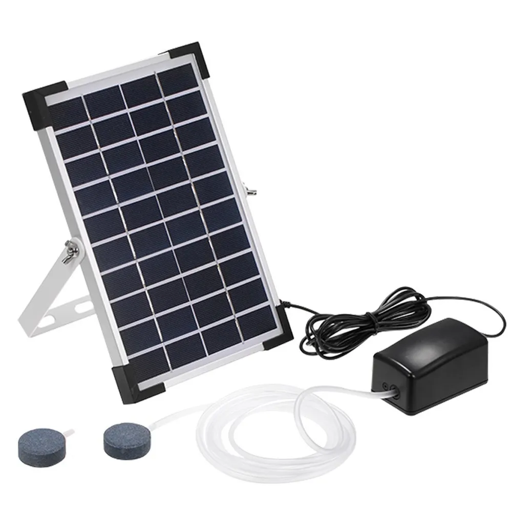 5w Solar Pond Pump Aquarium Air Pump Super Mute Air Compressor Aquarium for Fish Tank Outdoor Fishing Camping DC Lithium Battery