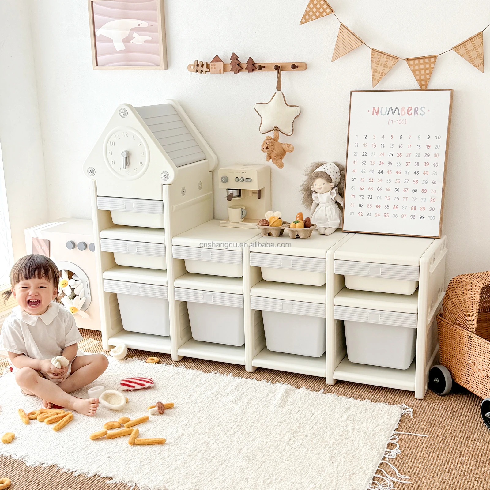 VSUCH child toy storage organizer shelves home furniture large capacity plastic toy storage shelf multilayer rack kids cabinet