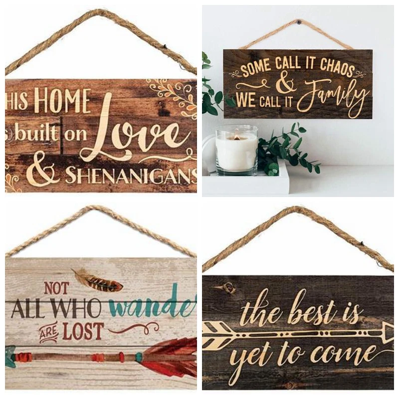 
P577 Friend family Wall Door Friendship Ornament DIY New Year Party Christmas Decorations Rectangle Wooden Hanging Pendant 