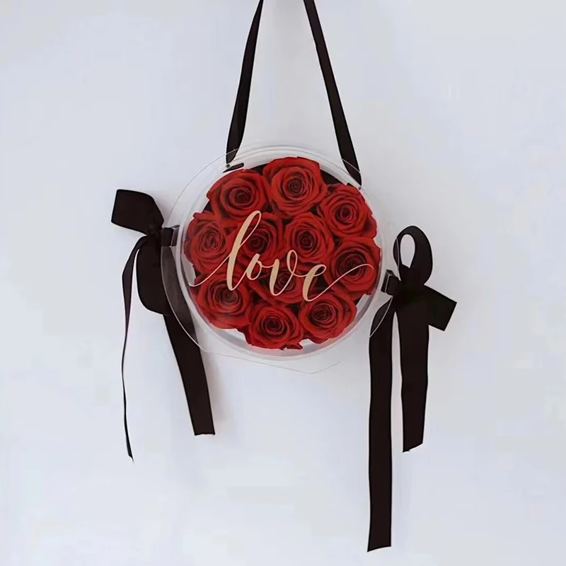 Wholesale Acrylic Preserved Roses 5-6cma Preserved Roses Acrylic Bag Grade A Preserved Rose In Acrylic Gift Box