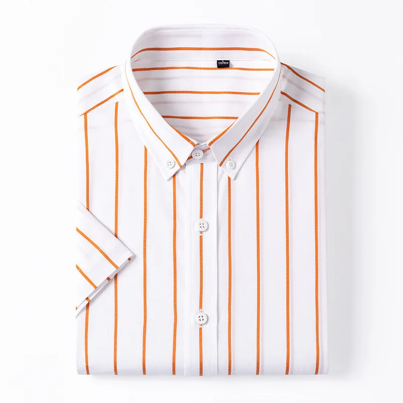 Summer Male Formal Wear Business Casual Stylish Dress Shirts Men Cotton Short Sleeve Plaid Shirt