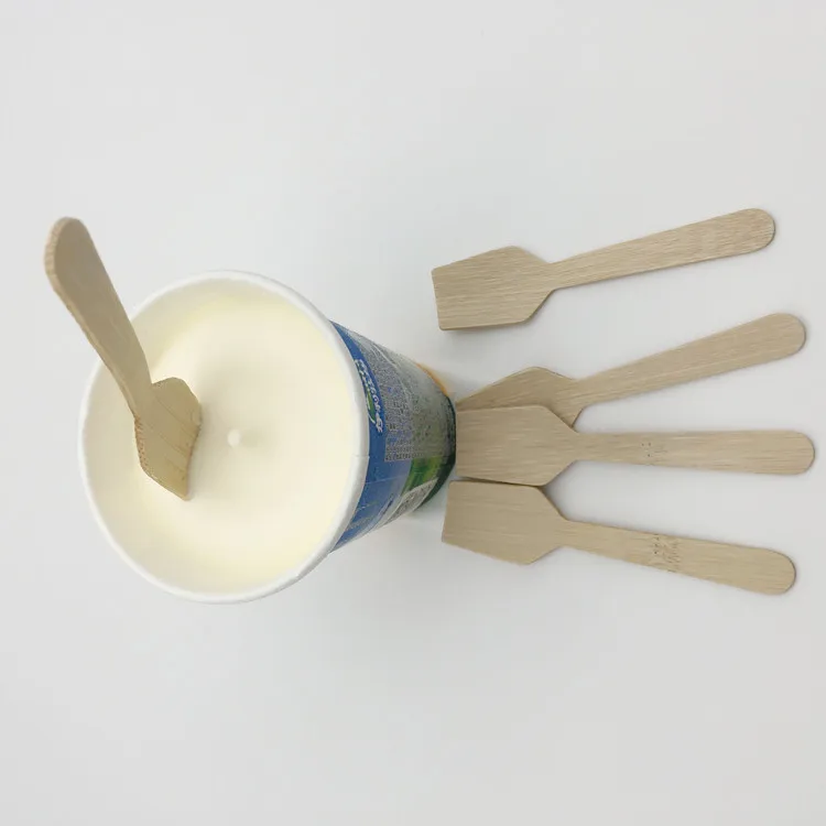 Organic Natural bamboo biodegradable disposable BPA free  ice cream dessert spoons scoop