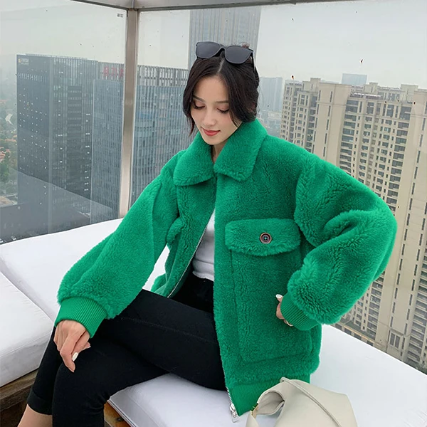 Factory Wholesale Woman Clothes Sheep Shearing Fur Jacket Casual Girls Winter Autumn Outwear Sheepskin Coat