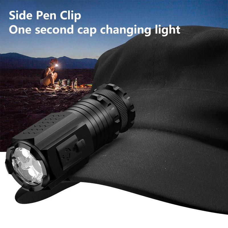 Multifunction Pocket Portable 18650 Safety hammer magnetic Rechargeable mini led flashlight