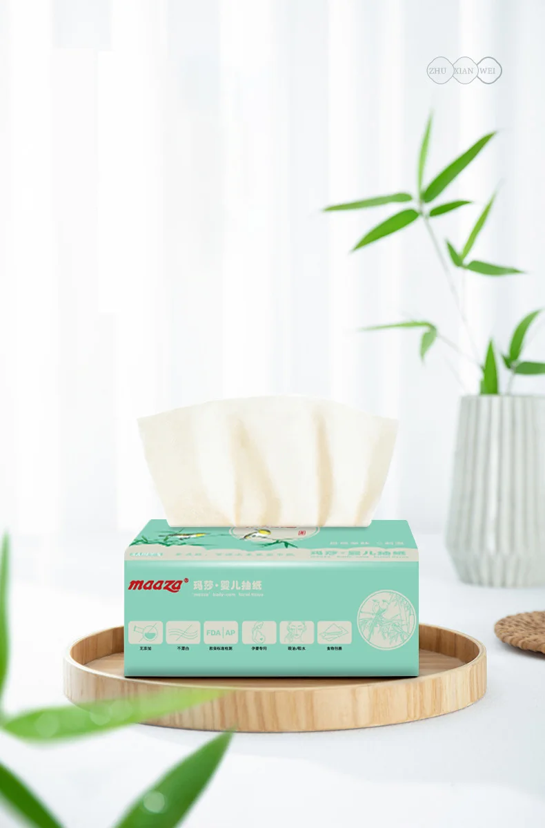 Biodegradable 3 Ply 100% Natural Multi-purpose Bamboo Paper Extraction Unscented Dry Soft Durable Bamboo Facial Tissues