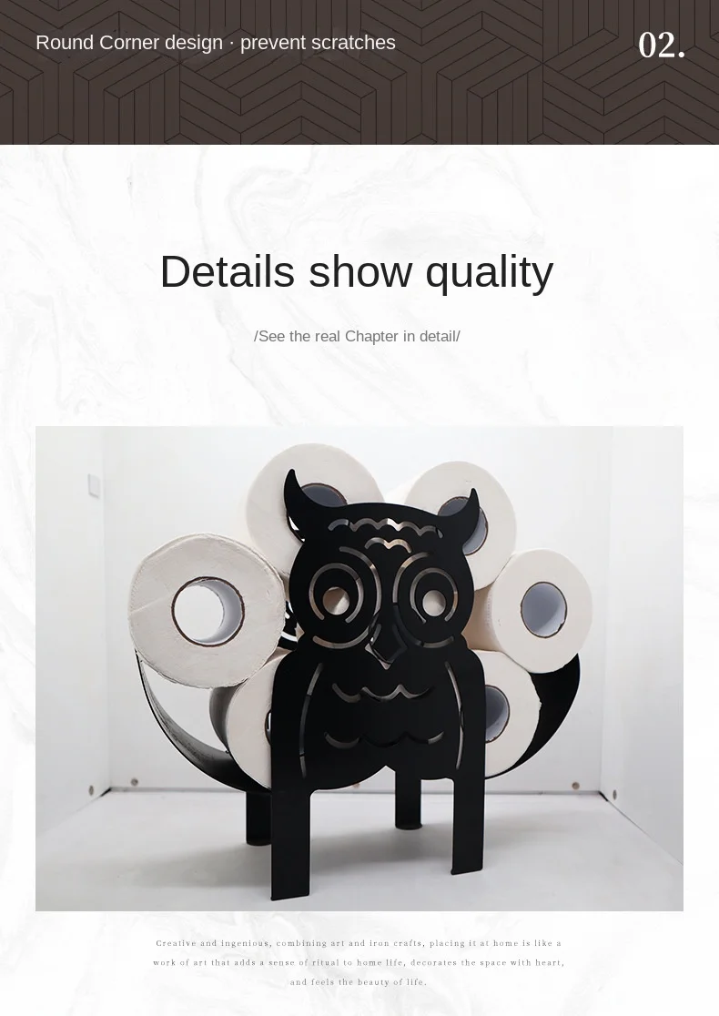 Creative Wall-Hanging Cartoon Iron Animal owl Tissue Box Kitchen Toilet Paper Storage Rack Wholesale Toilet Roll Paper Holder