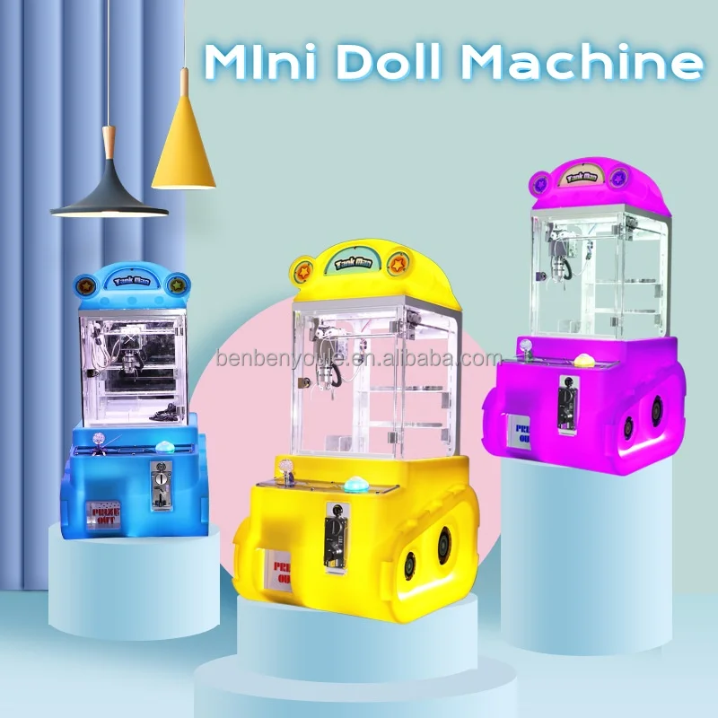 Newest Coin Operated Game Machine Small doll grab clip machine Tank doll game Mini Claw Machine